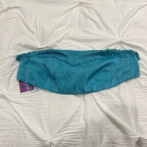 NWT Blink Pretty Garbage teal strapless fringe top - small